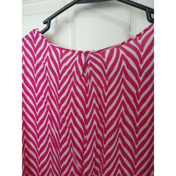 Stylus Woman L Blouse V Neck Pink White Chevron Pullover 3/4 Sleeves - Picture 9 of 10